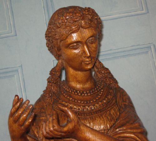 VICTORIAN CARVED OAK LARGE FIGURE OF A LADY - ADDITIONAL PHOTO 2