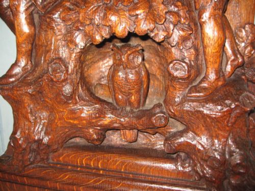 LARGE VICTORIAN CARVED OAK FANTASY CLOCK - ADDITIONAL PHOTO 1