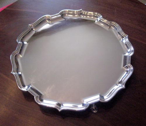 very large solid silver salver or tray - CATEGORY: ANTIQUE SILVER - DATED 1920