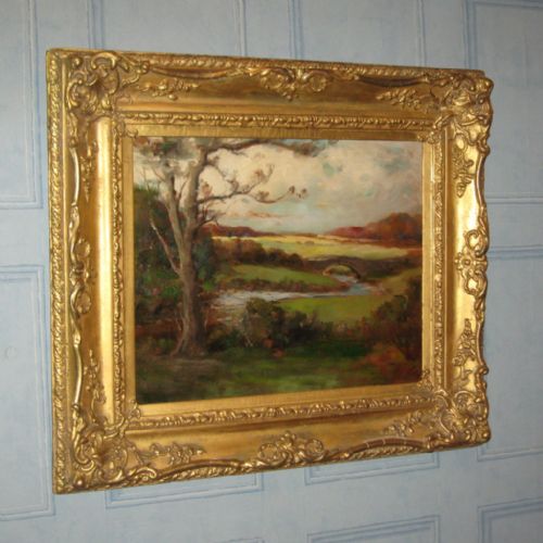 scottish oil painting 'an ayrshire stream' - CATEGORY: ANTIQUE ART - DATED 1930