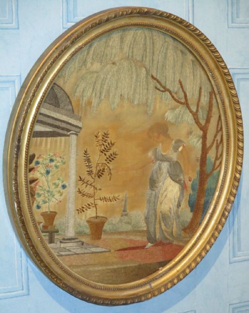 fine georgian silk work picture - CATEGORY: ANTIQUE MISCELLANEOUS - DATED GEORGIAN