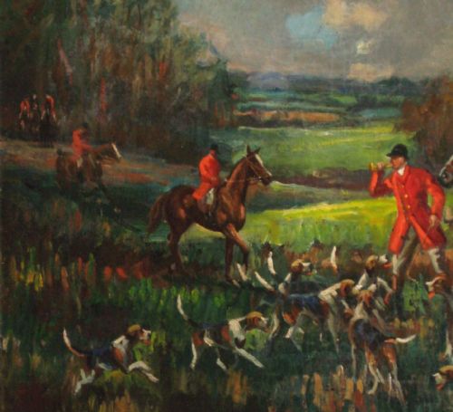HUNTING SCENE OIL PAINTING - ADDITIONAL PHOTO 6