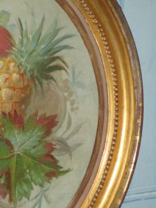 CIRCULAR STILL LIFE OIL PAINTING OF FRUIT - ADDITIONAL PHOTO 5
