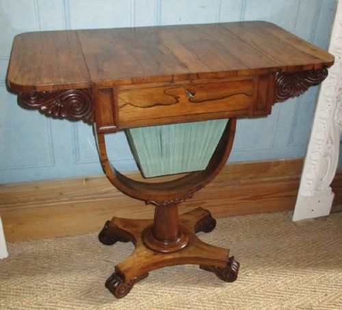 superb regency rosewood work table - CATEGORY: ANTIQUE TABLES - DATED REGENCY