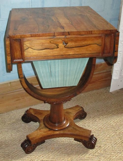 SUPERB REGENCY ROSEWOOD WORK TABLE - ADDITIONAL PHOTO 1