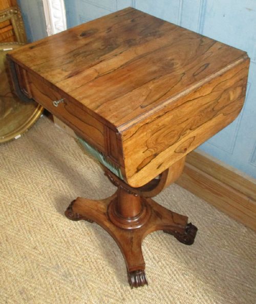 SUPERB REGENCY ROSEWOOD WORK TABLE - ADDITIONAL PHOTO 3