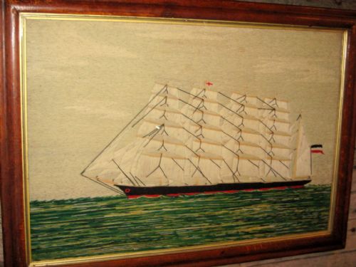 LARGE VICTORIAN SAILOR WOOLWORK OF A SHIP - ADDITIONAL PHOTO 3