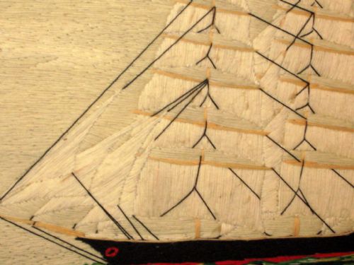 LARGE VICTORIAN SAILOR WOOLWORK OF A SHIP - ADDITIONAL PHOTO 5