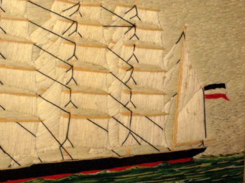 LARGE VICTORIAN SAILOR WOOLWORK OF A SHIP - ADDITIONAL PHOTO 6