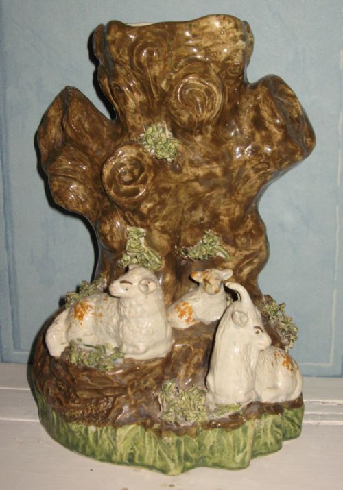 georgian pearlware spill vase with sheep - CATEGORY: ANTIQUE VASES - DATED 18TH CENTURY