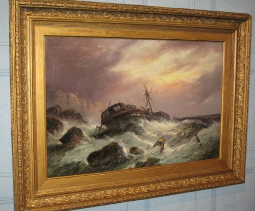 SUPERB MARINE OIL PAINTING BY MILSON HUNT - ADDITIONAL PHOTO 1
