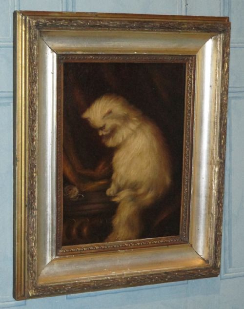 VICTORIAN OIL PAINTING OF A CAT - ADDITIONAL PHOTO 1