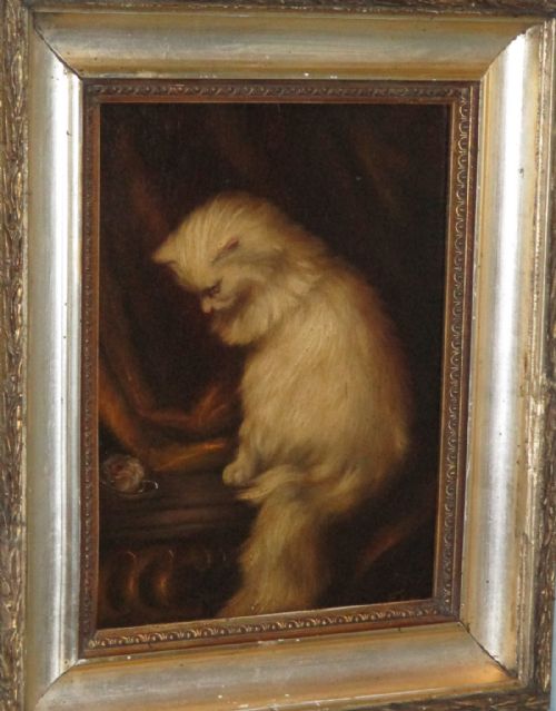 VICTORIAN OIL PAINTING OF A CAT - ADDITIONAL PHOTO 2