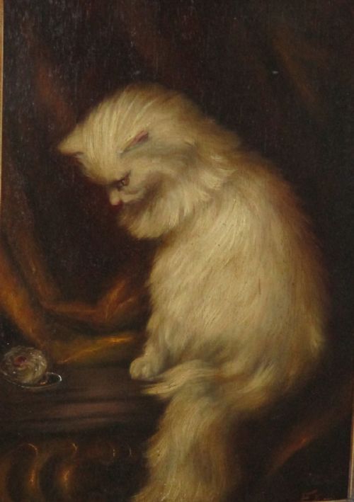 VICTORIAN OIL PAINTING OF A CAT - ADDITIONAL PHOTO 3