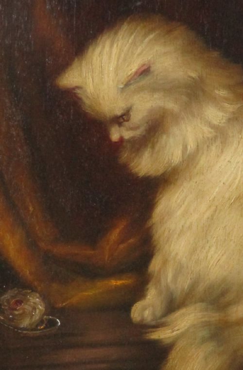 VICTORIAN OIL PAINTING OF A CAT - ADDITIONAL PHOTO 4