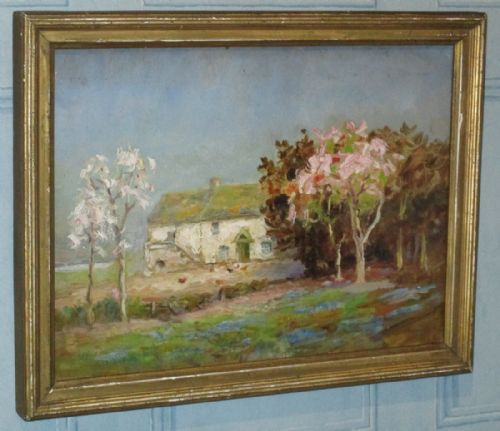 ENGLISH IMPRESSIONIST OIL PAINTING FARMHOUSE SCENE - ADDITIONAL PHOTO 1