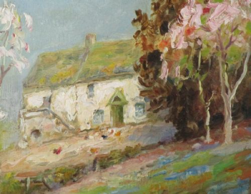 ENGLISH IMPRESSIONIST OIL PAINTING FARMHOUSE SCENE - ADDITIONAL PHOTO 4