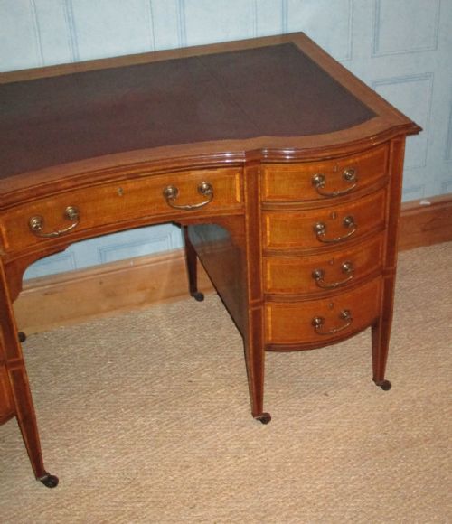 EDWARDIAN MAHOGANY SERPENTINE FRONT DESK - ADDITIONAL PHOTO 1