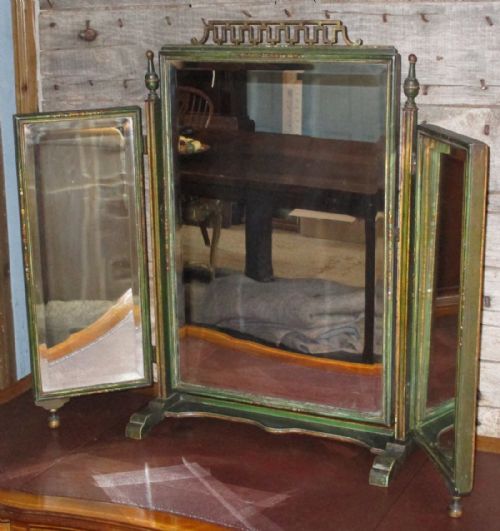 CHINOISERIE LACQUER TRIPLE PLATE TABLE MIRROR - ADDITIONAL PHOTO 1