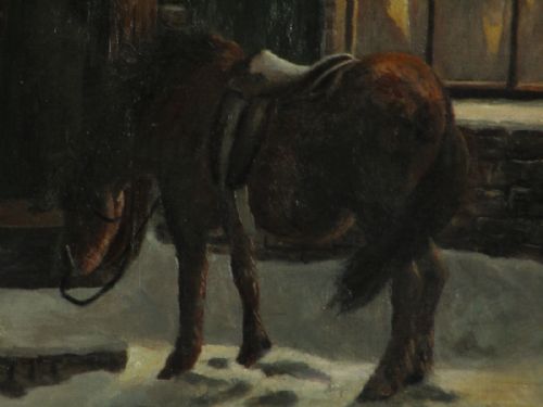 'LEFT OUTSIDE IN THE COLD' FINE OIL PAINTING - ADDITIONAL PHOTO 4