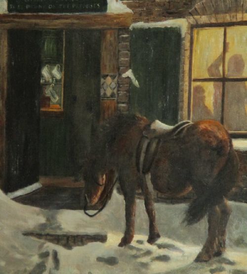 'LEFT OUTSIDE IN THE COLD' FINE OIL PAINTING - ADDITIONAL PHOTO 5