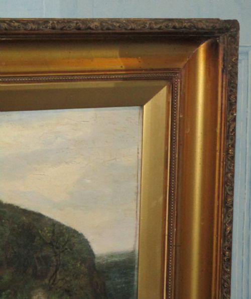 VICTORIAN CORNISH COASTAL LANDSCAPE OIL PAINTING - ADDITIONAL PHOTO 3