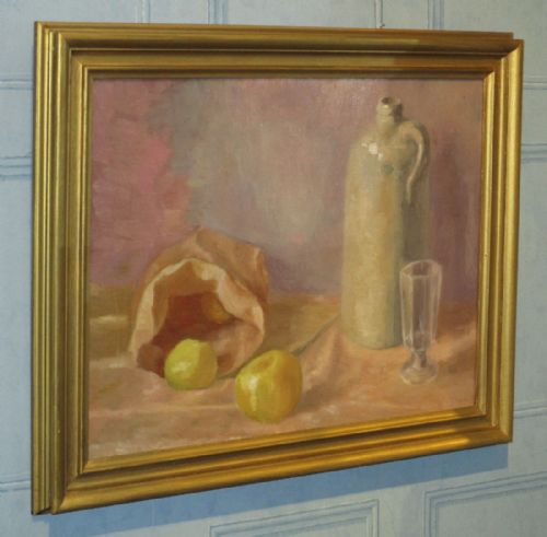 art deco period still life oil painting - CATEGORY: ANTIQUE ART - DATED 1940
