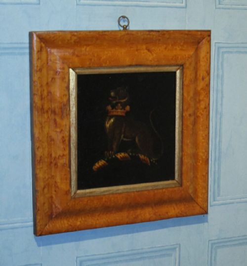 georgian panther family crest oil painting - CATEGORY: ANTIQUE ART - DATED 1800