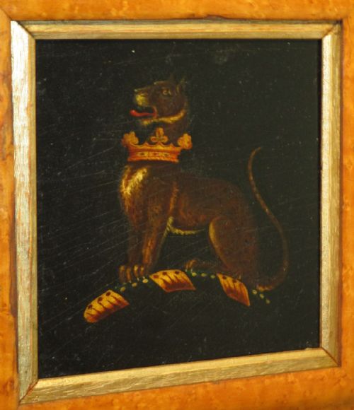 GEORGIAN PANTHER FAMILY CREST OIL PAINTING - ADDITIONAL PHOTO 2