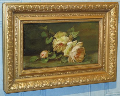 VICTORIAN STILL LIFE OIL PAINTING OF ROSES - ADDITIONAL PHOTO 1