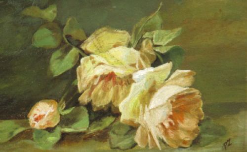 VICTORIAN STILL LIFE OIL PAINTING OF ROSES - ADDITIONAL PHOTO 4