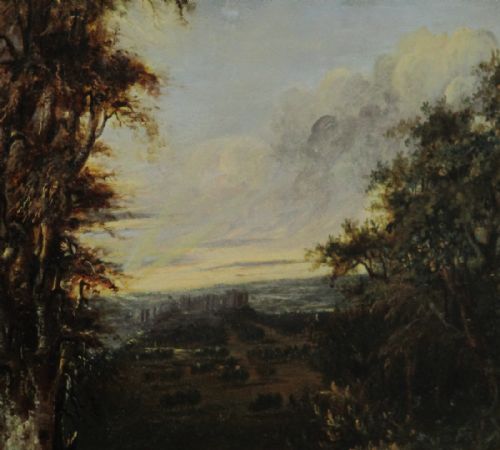 GEORGIAN ROMANTIC LANDSCAPE OIL PAINTING - ADDITIONAL PHOTO 3