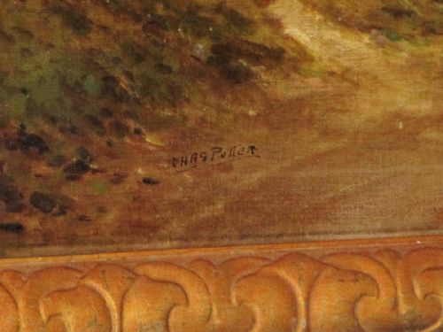 VICTORIAN OIL PAINTING VILLAGE SCENE BY CHARLES POTTER - ADDITIONAL PHOTO 4