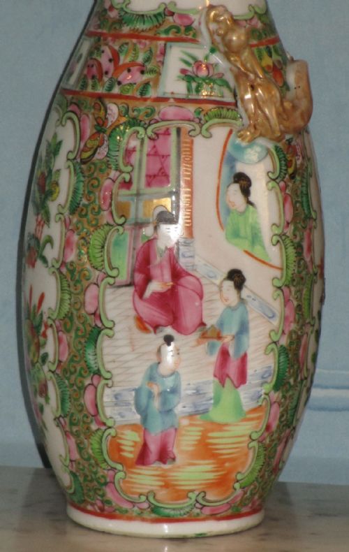 PAIR OF CHINESE PORCELAIN FAMILLE ROSE PALETTE VASES - ADDITIONAL PHOTO 3