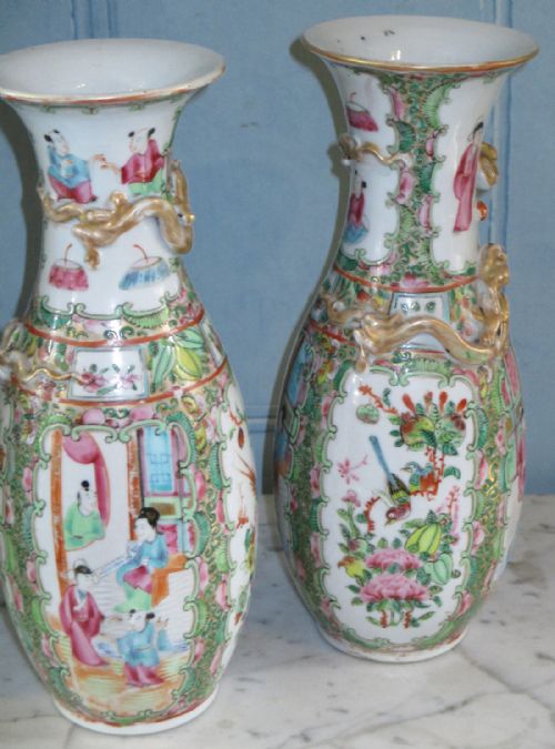 PAIR OF CHINESE PORCELAIN FAMILLE ROSE PALETTE VASES - ADDITIONAL PHOTO 5