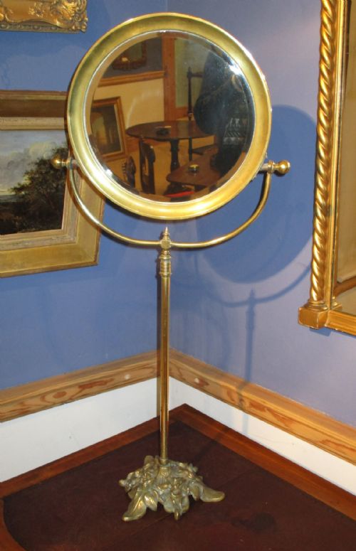 unusual brass dressing or shaving mirror - CATEGORY: ANTIQUE MIRRORS - DATED 1900