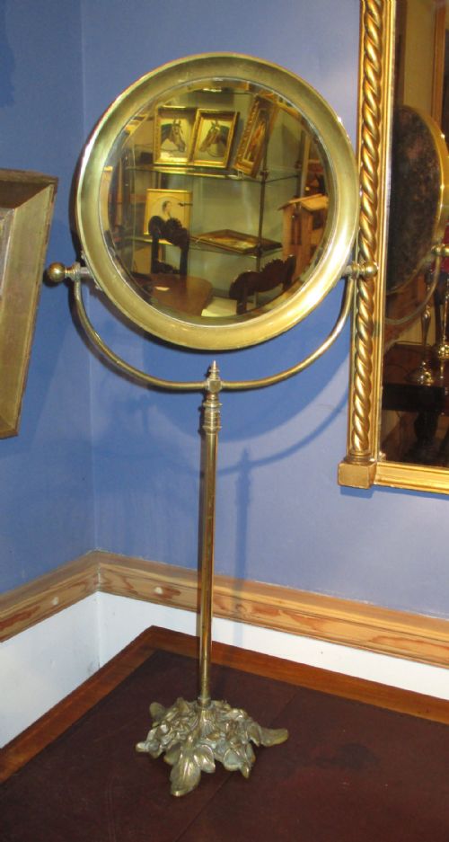 UNUSUAL BRASS DRESSING OR SHAVING MIRROR - ADDITIONAL PHOTO 1