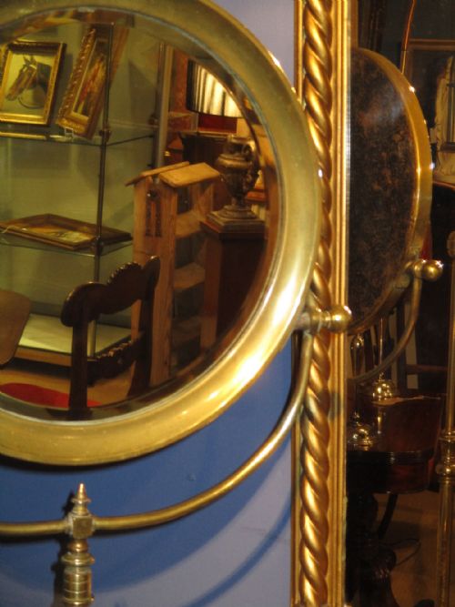 UNUSUAL BRASS DRESSING OR SHAVING MIRROR - ADDITIONAL PHOTO 2