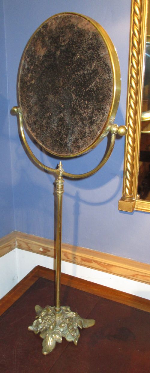 UNUSUAL BRASS DRESSING OR SHAVING MIRROR - ADDITIONAL PHOTO 3