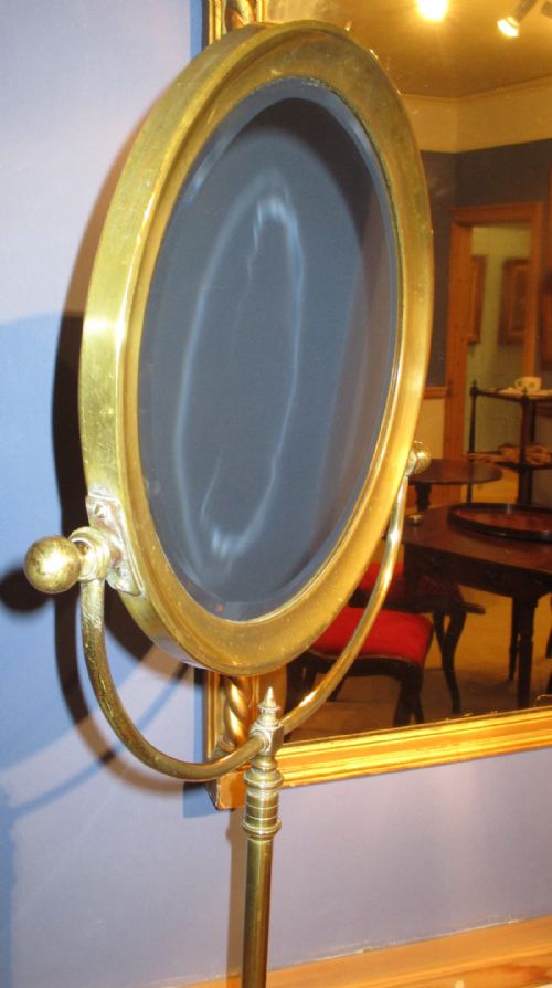 UNUSUAL BRASS DRESSING OR SHAVING MIRROR - ADDITIONAL PHOTO 4