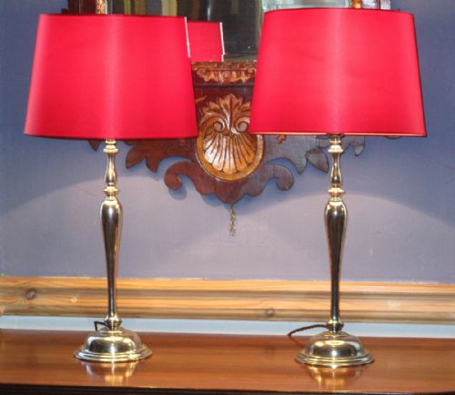 pair of quality chrome plated table lamps - CATEGORY: ANTIQUE LIGHTING - DATED 1930