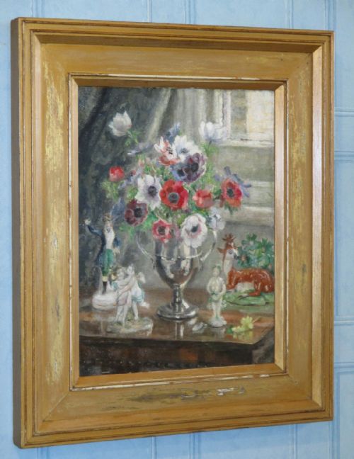 oil painting 'spring flowers' by marie blanche jackson - CATEGORY: ANTIQUE ART - DATED 1940