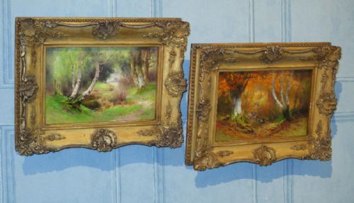 superb small pair of oil painting by alfred oliver - CATEGORY: ANTIQUE ART - DATED 1900