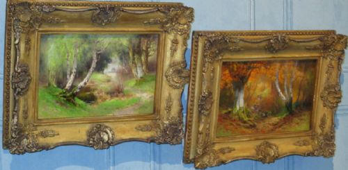 SUPERB SMALL PAIR OF OIL PAINTING BY ALFRED OLIVER - ADDITIONAL PHOTO 1
