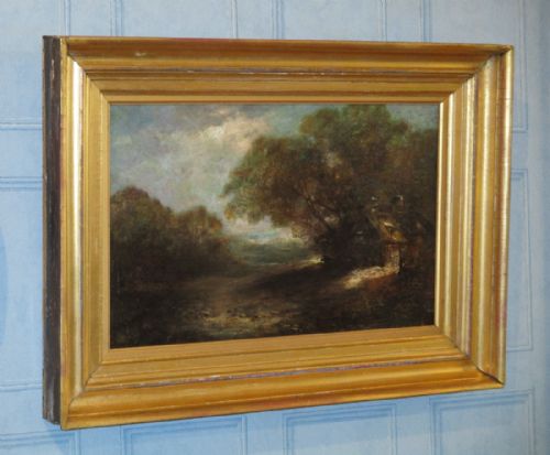 eighteenth century oil painting cottage in landscape - CATEGORY: ANTIQUE ART - DATED GEORGIAN