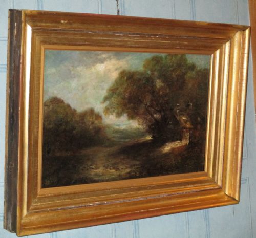 EIGHTEENTH CENTURY OIL PAINTING COTTAGE IN LANDSCAPE - ADDITIONAL PHOTO 1