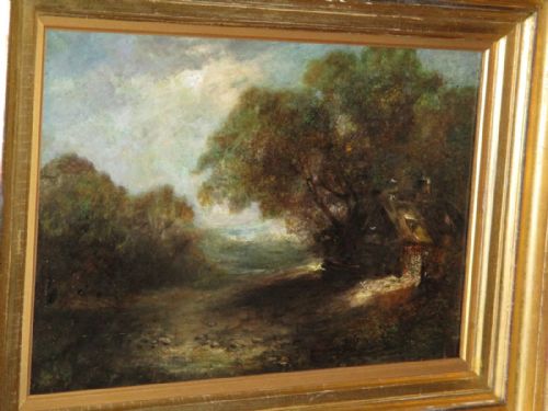 EIGHTEENTH CENTURY OIL PAINTING COTTAGE IN LANDSCAPE - ADDITIONAL PHOTO 2