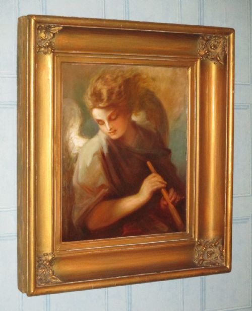 early victorian oil painting of an angel - CATEGORY: ANTIQUE ART - DATED 1850