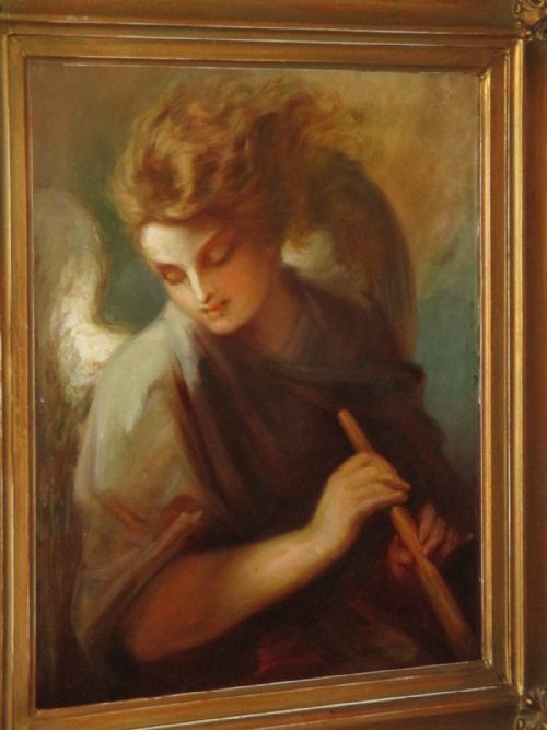 EARLY VICTORIAN OIL PAINTING OF AN ANGEL - ADDITIONAL PHOTO 1