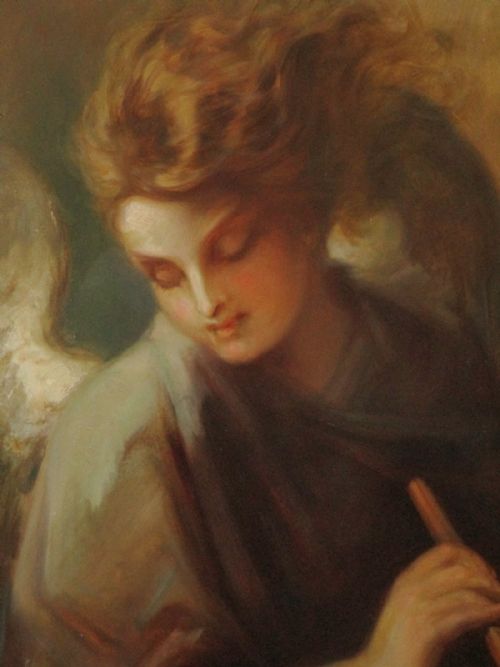 EARLY VICTORIAN OIL PAINTING OF AN ANGEL - ADDITIONAL PHOTO 2